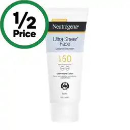 Woolworths Neutrogena SPF 50 Ultra Sheer Face Sunscreen Lotion§ offer