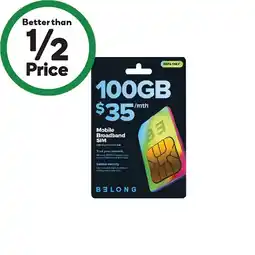 Woolworths Belong $35 Data Starter Pack offer