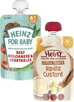 Coles Heinz 4 Months+, 6 Months+ or 8 Months+ Baby Food Pouch 120g offer