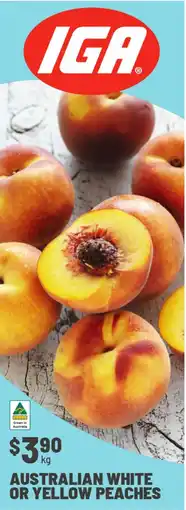 IGA Australian white or yellow peaches offer