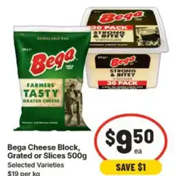 IGA Bega Cheese Block, Grated or Slices offer