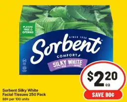 IGA Sorbent Silky White Facial Tissues offer