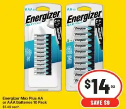 IGA Energizer max plus aa or aaa batteries offer