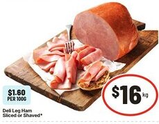 IGA Deli Leg Ham Sliced or Shaved offer