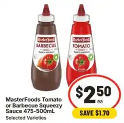 IGA MasterFoods Tomato or Barbecue Squeezy Sauce offer
