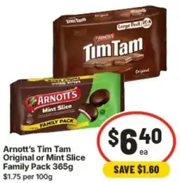 IGA Arnott's Tim Tam Original or Mint Slice Family Pack offer