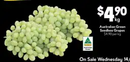 Drakes Australian green seedless grapes offer