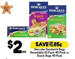 Drakes Hercules Sandwich Bags ea Resealable offer