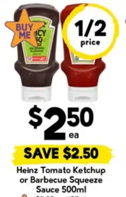 Drakes Heinz tomato ketchup or barbecue squeeze sauce offer