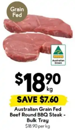 Drakes Australian grain fed beef round bbq steak - bulk tray offer