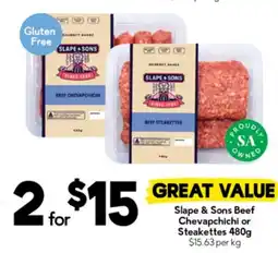 Drakes Slape & sons beef chevapchichi or steakettes offer