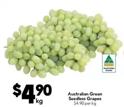 Drakes Australian green seedless grapes offer