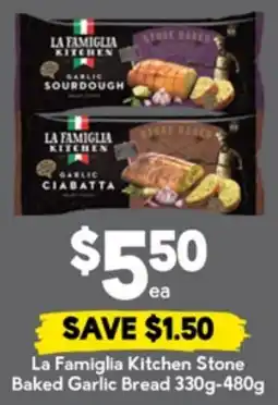 Drakes La famiglia kitchen stone baked garlic bread offer