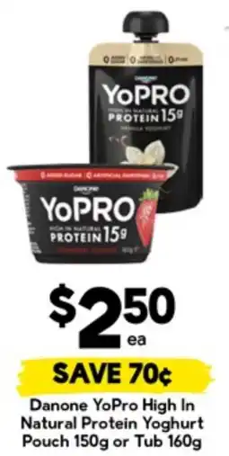 Drakes Danone YoPro High In Natural Protein Yoghurt Pouch or Tub offer