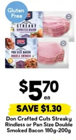 Drakes Don crafted cuts streaky rindless or pan size double smoked bacon offer