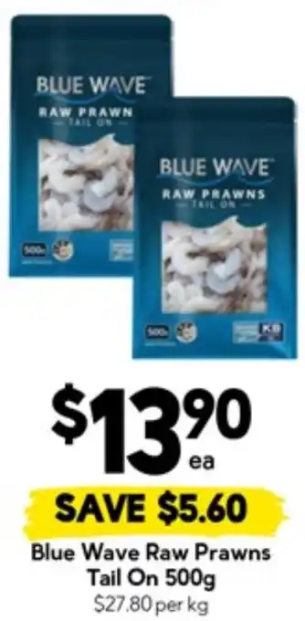 Drakes Blue wave raw prawns tail on offer