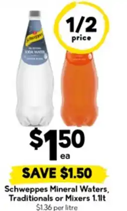 Drakes Schweppes Mineral Waters, Traditionals or Mixers offer