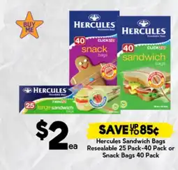 Drakes Hercules sandwich bags ea resealable offer
