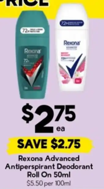 Drakes Rexona advanced antiperspirant deodorant roll on offer