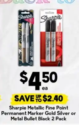 Drakes Sharpie metallic fine point permanent marker gold silver or metal bullet black offer