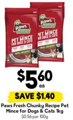Drakes Paws fresh chunky recipe pet mince for dogs & cats offer