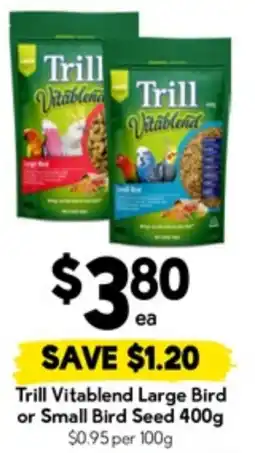 Drakes Trill vitablend large bird or small bird seed offer