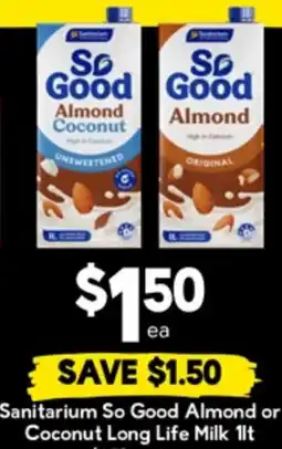 Drakes Sanitarium So Good Almond or Coconut Long Life Milk offer