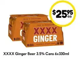 Drakes XXXX Ginger Beer 3.5% Cans offer
