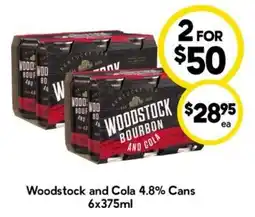 Drakes Woodstock and Cola 4.8% Cans offer