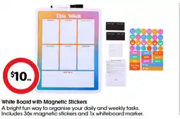 Coles White Board with Magnetic Stickers offer