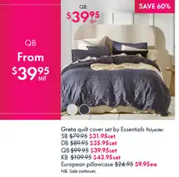 Pillow Talk Greta quilt cover set offer