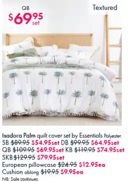 Pillow Talk Isadora palm quilt cover set offer