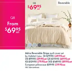 Pillow Talk Adria reversible stripe quilt cover set offer