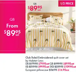 Pillow Talk Club soleil embroidered quilt cover set offer