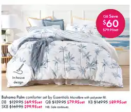 Pillow Talk Bahama palm comforter set by essentials microfibre with polyester fill offer
