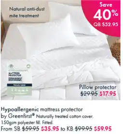 Pillow Talk Hypoallergenic mattress protector offer