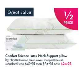 Pillow Talk Comfort Science Latex Neck Support pillow offer