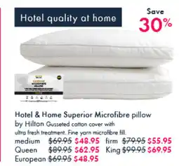 Pillow Talk Hotel & home superior microfibre pillow offer