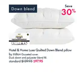 Pillow Talk Hotel & home luxe quilted down blend pillow offer