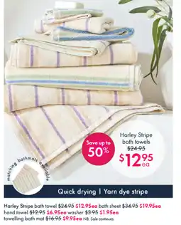 Pillow Talk Harley stripe bath towel offer