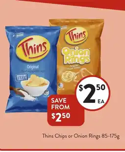 Foodworks Thins Chips or Onion Rings offer