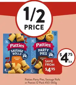 Foodworks Patties Party Pies, Sausage Rolls or Pasties offer