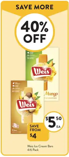 Foodworks Weis ice cream bars offer