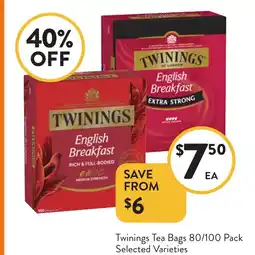 Foodworks Twinings tea bags offer