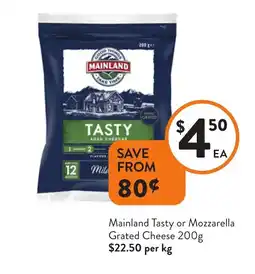 Foodworks Mainland tasty or mozzarella grated cheese offer