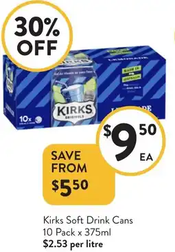 Foodworks Kirks Soft Drink Cans offer