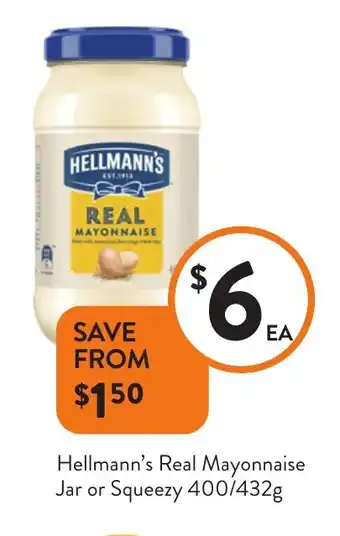Hellmann's Real Mayonnaise Jar or Squeezy