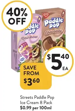 Foodworks Streets Paddle Pop Ice Cream offer