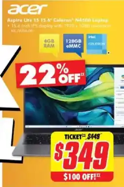 The Good Guys Aspire Lite 15 15.6" Celeron N4500 Laptop offer