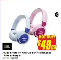 The Good Guys JR320 Bluetooth Kids On-Ear Headphones Blue or Purple offer